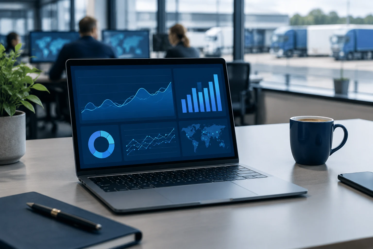 Laptop showing delivery performance charts