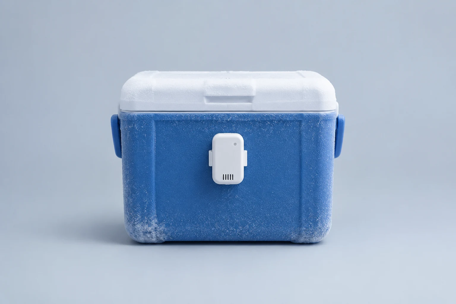 Temperature data logger on an insulated cool box