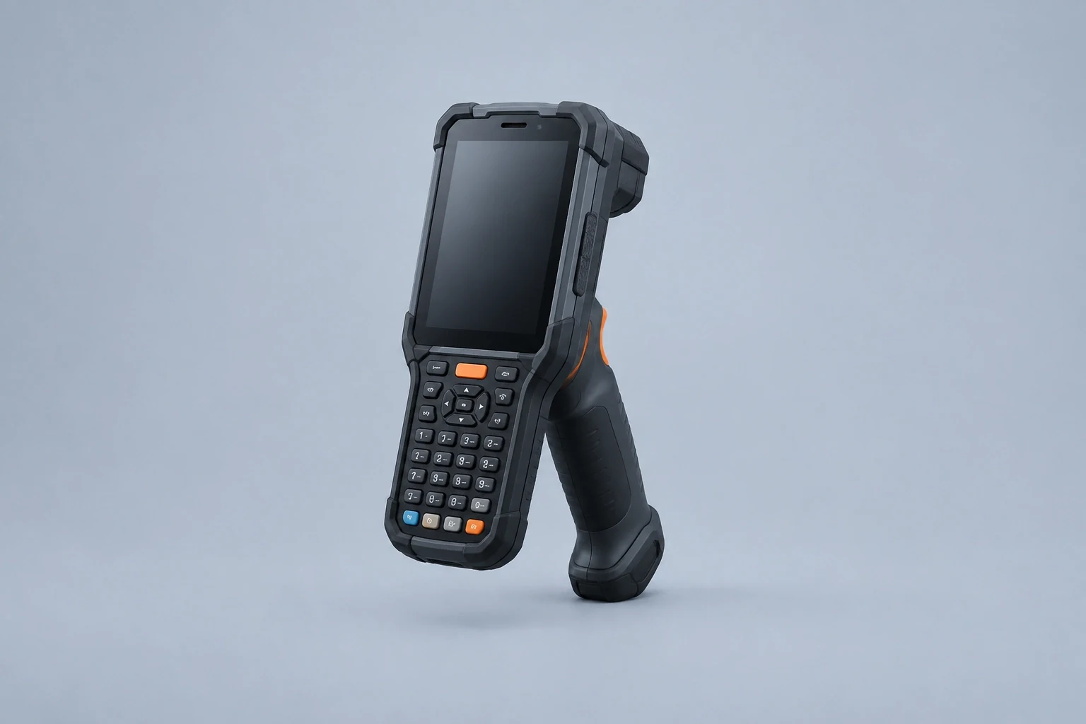 Rugged handheld barcode computer with a pistol grip